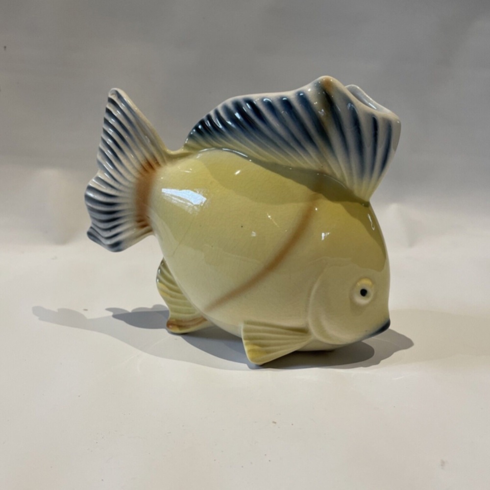Vintage 50's Mid Century modern USA Pottery Tropical Angel Fish Planter Vase